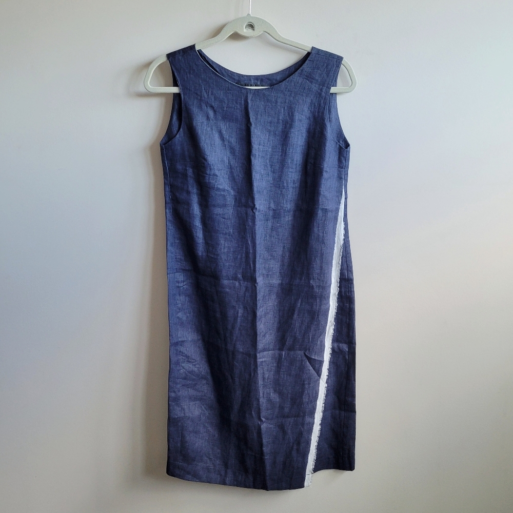 VERONIQUE MILJKOVITCH‎ Chambray Linen Sleeveless Sheath Dress